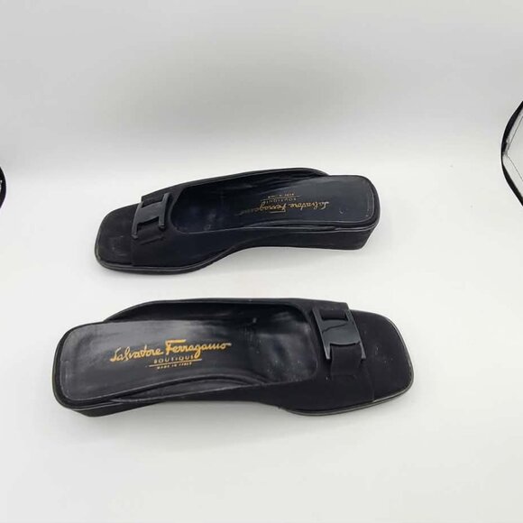 Salvatore Ferragamo Black Microfiber Mules size 8B - Picture 5 of 13